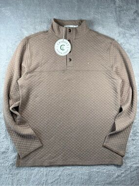 NWT Criquet Men’s M Quilted Button Pullover Brown Golf Preppy